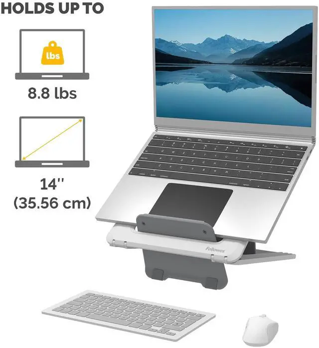 Alt view image 3 of 7 - Fellowes Breyta Laptop Stand 12 Height Adjustments 14" Monitor Size  White