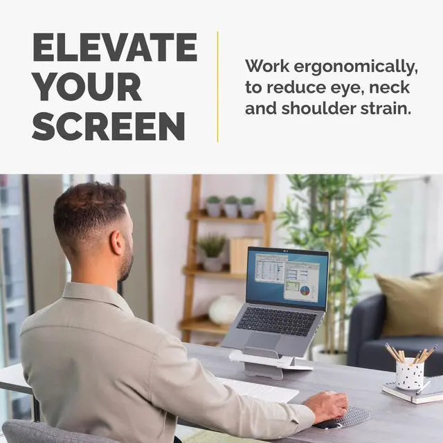 Alt view image 5 of 7 - Fellowes Breyta Laptop Stand 12 Height Adjustments 14" Monitor Size  White
