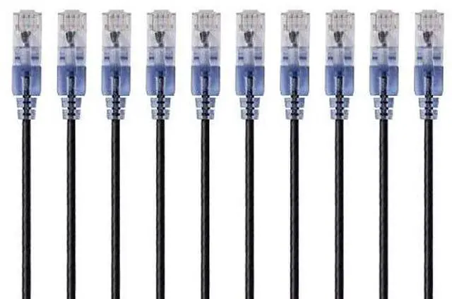 Alt view image 4 of 12 - Monoprice Cat6A Ethernet Network Patch Cable - 20 Feet - Black | 10-Pack, 10G - SlimRun Series