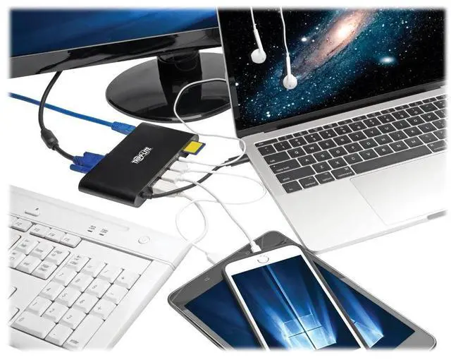 Alt view image 4 of 9 - Tripp-Lite U442-DOCK1B USB-C Laptop Docking Station with Mini-Displayport HDMI - Black