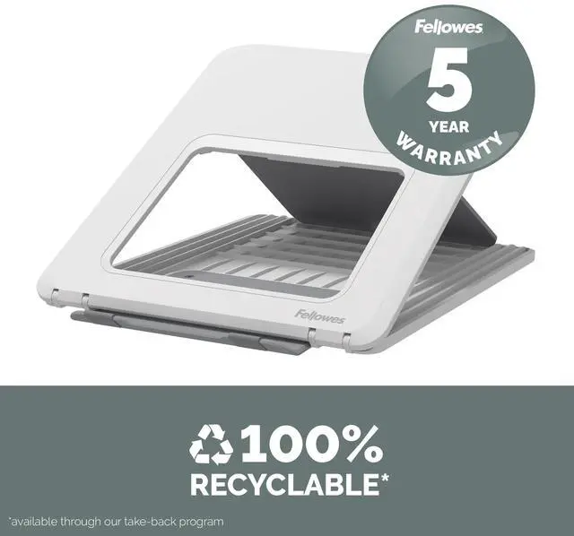 Alt view image 2 of 7 - Fellowes Breyta Laptop Stand 12 Height Adjustments 14" Monitor Size  White