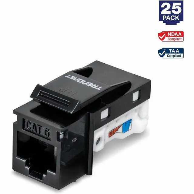 Main image of TRENDnet Cat6 Keystone Jack, Black 25-Pack TC-K25C6BK