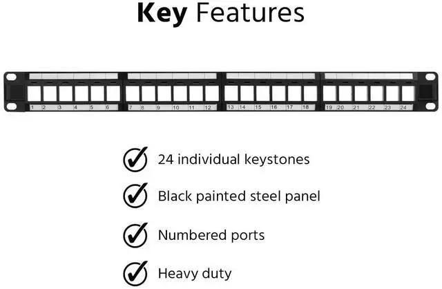 Alt view image 9 of 10 - Monoprice 24-port Keystone Jack Panel