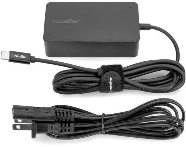 Alt view image 9 of 9 - Rocstor 65W Smart USB-C Laptop Power Adapter Charger - Compatible and perfect fit for Dell,HP®,Lenovo®,Microsoft® Surface® (23W,24W,36W,44W,65W) Power Supply