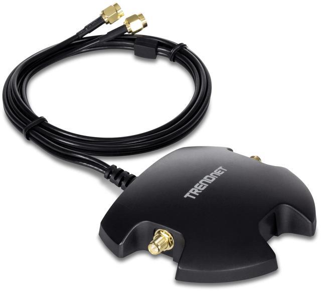 Alt view image 9 of 11 - TRENDnet TEW-LB101, Magnetic Dual Antenna Mounting Base Stand RP-SMA Female with RP-SMA Male Extension Cable 1m (3.3 ft.), Black