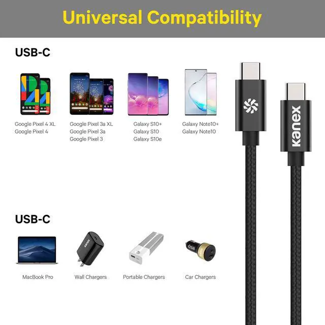 Alt view image 4 of 4 - Kanex DuraBraid USB-C to USB-C NylonType-C Fast Charging Cable 6.6FT
