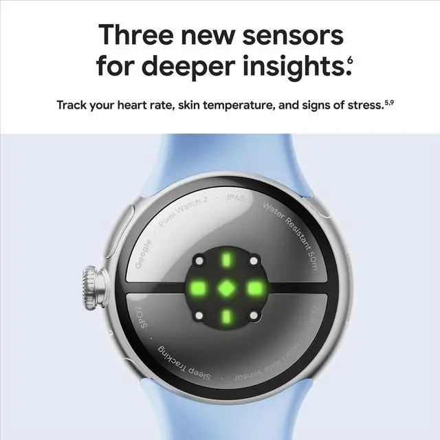 Alt view image 13 of 20 - Google Pixel Watch 2 - Android Smartwatch with Fitbit Activity Tracking - Heart Rate Tracking Watch - WiFi, Silver Case - Porcelain Band