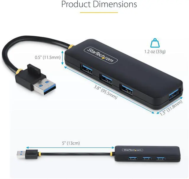 Alt view image 4 of 7 - StarTech StarTech 4-Port USB-C Hub 5Gbps USB-C to 4x USB-A Bus Powered Small Travel Mini Hub USB 3.0 Expansion Hub Portable