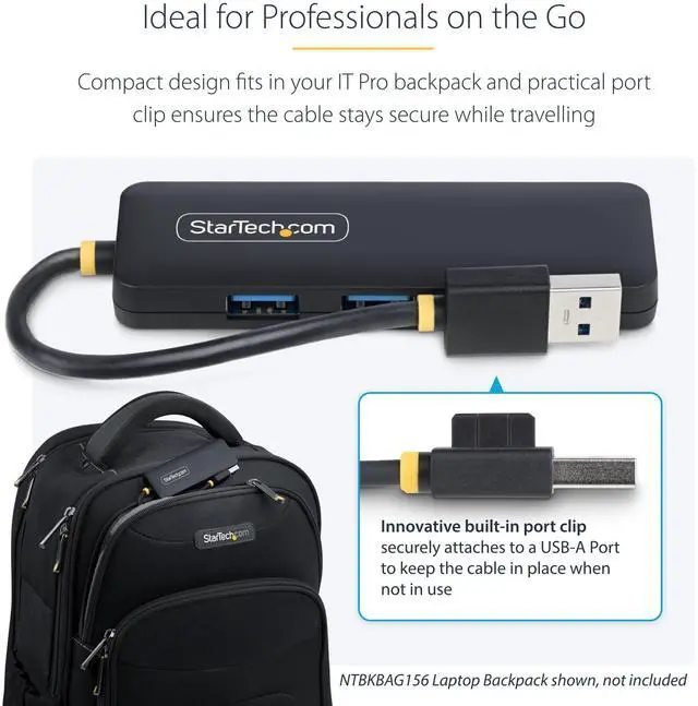 Alt view image 7 of 7 - StarTech StarTech 4-Port USB-C Hub 5Gbps USB-C to 4x USB-A Bus Powered Small Travel Mini Hub USB 3.0 Expansion Hub Portable