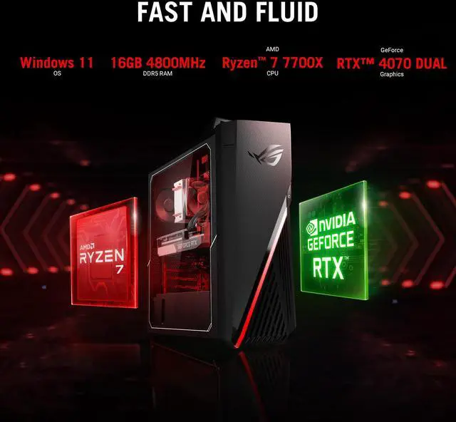 Alt view image 12 of 20 - Asus ROG Strix G15DS G15DS-DH774 Gaming Desktop Computer - AMD Ryzen 7 7700X - 16 GB - AMD Chip - Windows 11 Home - NVIDIA Geforce RTX 4070
