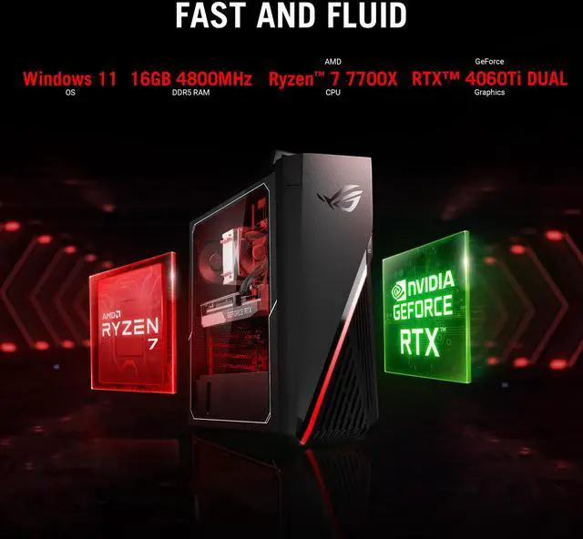Alt view image 10 of 20 - ASUS ROG Strix G15 Gaming Desktop AMD Ryzen 7 7700X 16GB RAM 1TB SSD NVIDIA GeForce RTX 4060Ti 8GB Star Black - AMD Ryzen 7 7700X (Octa-Core) - NVIDIA GeForce RTX 4060 Ti - 8GB RAM - 1TB SSD - Include
