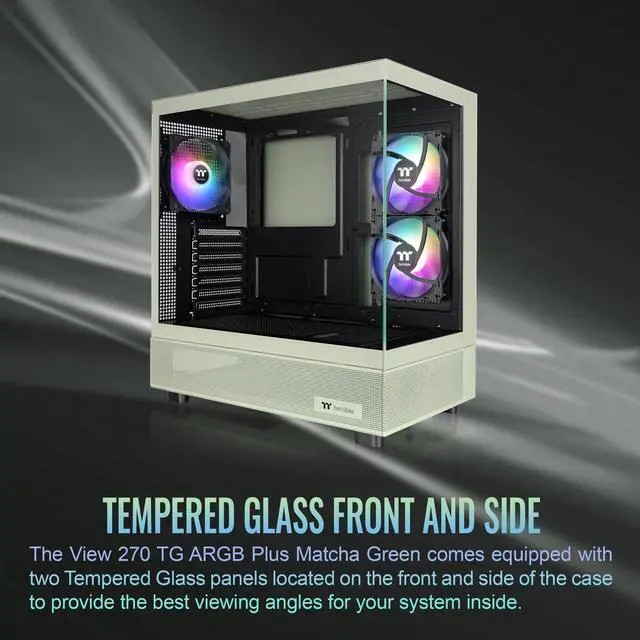 Alt view image 10 of 13 - Thermaltake View 270 Plus TG ARGB ATX Mid-Tower Gaming Computer Case Matcha Green (CA-1Y7-00MEWN-01)