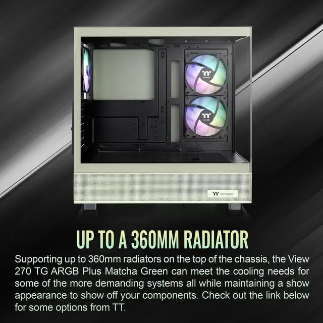 Alt view image 11 of 13 - Thermaltake View 270 Plus TG ARGB ATX Mid-Tower Gaming Computer Case Matcha Green (CA-1Y7-00MEWN-01)