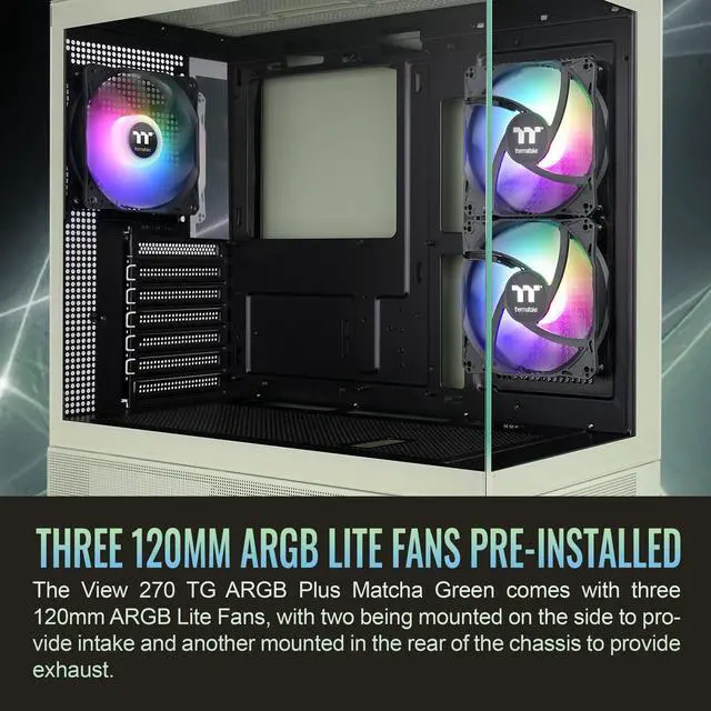 Alt view image 12 of 13 - Thermaltake View 270 Plus TG ARGB ATX Mid-Tower Gaming Computer Case Matcha Green (CA-1Y7-00MEWN-01)