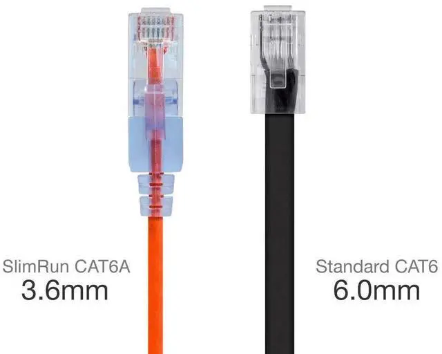 Alt view image 12 of 14 - Monoprice SlimRun Cat6A Ethernet Patch Cable - Network Internet Cord - RJ45, Stranded, UTP, Pure Bare Copper Wire, 30AWG, 6in, Orange, 10-Pack