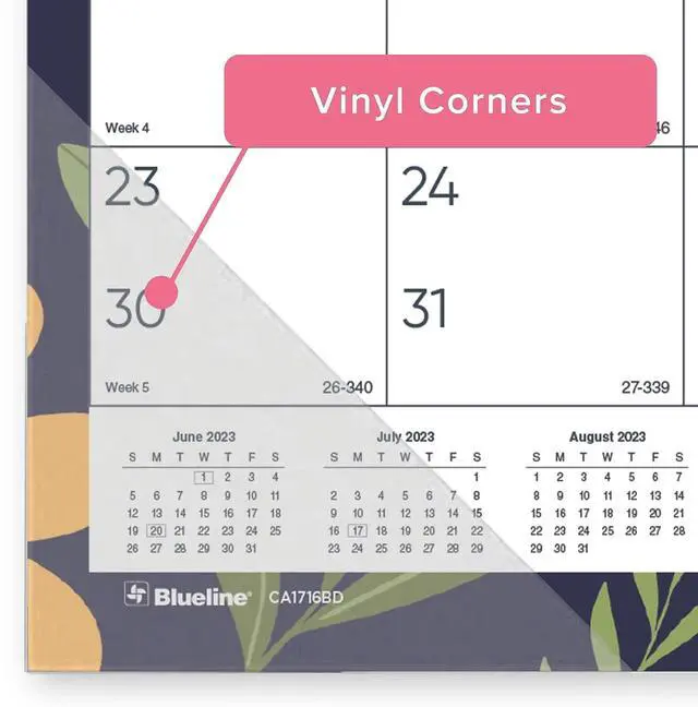Alt view image 4 of 7 - 2025-2026 Blueline® Academic18-Month Monthly Desk Pad Calendar, 22 x 17, Blossom, July 2025 To December 2026, CA1716BD
