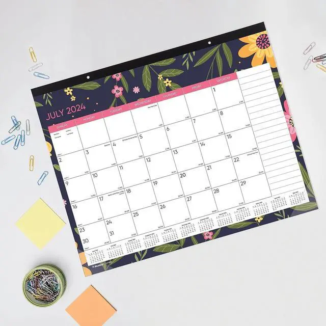 Alt view image 7 of 7 - 2025-2026 Blueline® Academic18-Month Monthly Desk Pad Calendar, 22 x 17, Blossom, July 2025 To December 2026, CA1716BD