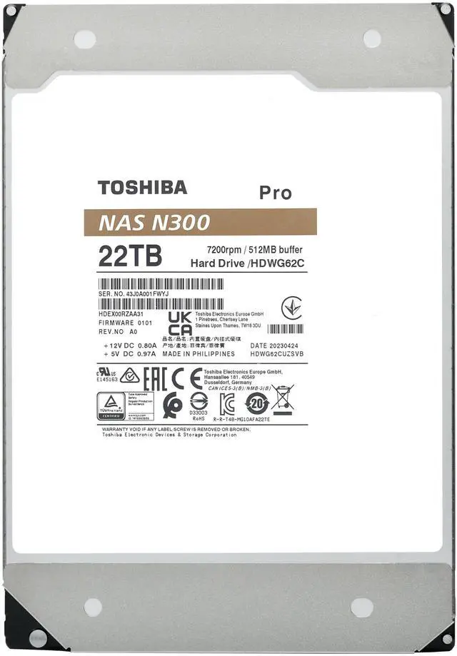 Alt view image 15 of 16 - Toshiba N300 Pro SATA III 3.5" Internal NAS 22TB Hard Drive #HDWG62CXZSTB