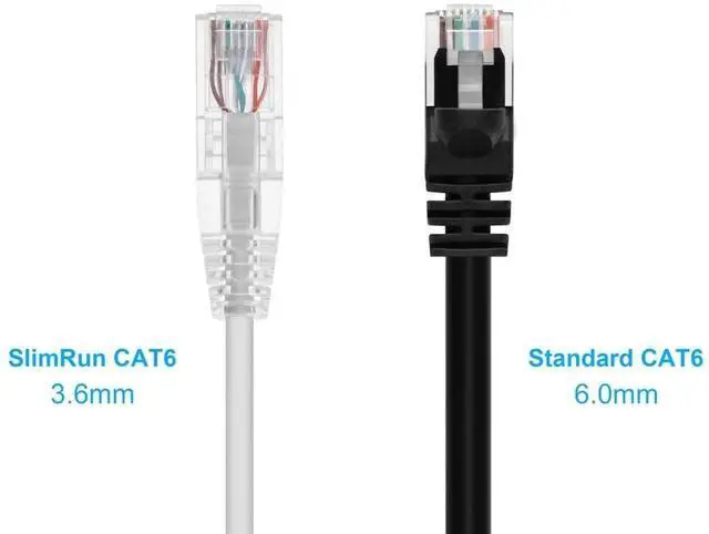 Alt view image 11 of 15 - Monoprice Cat6 Ethernet Patch Cable - 25 feet - White | Snagless RJ45 Stranded 550MHz UTP CMR Riser Rated Pure Bare Copper Wire 28AWG - SlimRun Series
