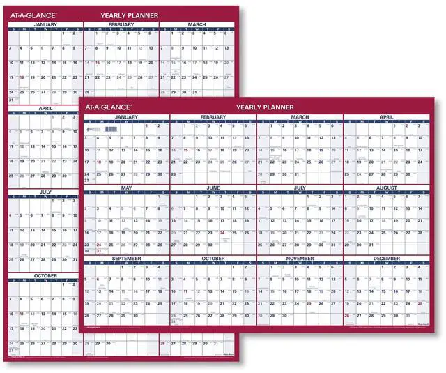 Main image of At-A-Glance Erasable Vertical/Horizontal Wall Planner 32x48 Blue/Red 2026