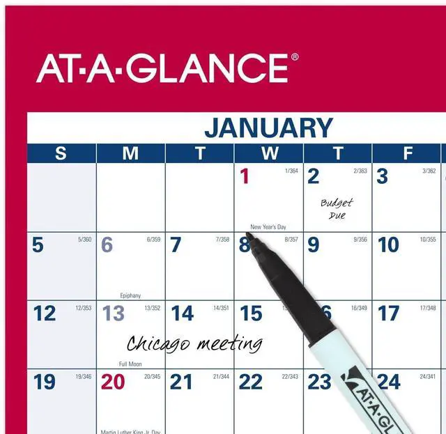 Alt view image 4 of 4 - At-A-Glance Erasable Vertical/Horizontal Wall Planner 32x48 Blue/Red 2026