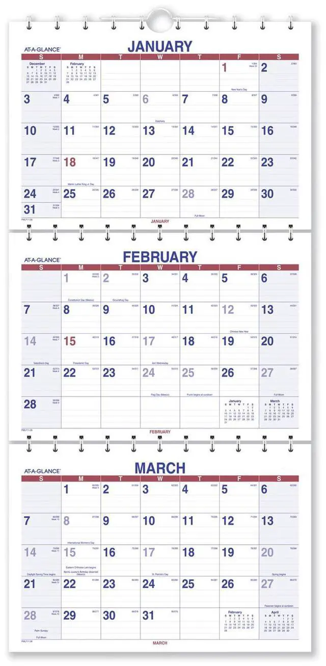 Main image of AT-A-GLANCE® 2026 Move-A-Page Three Month Wall Calendar, Large, 12" x 27"