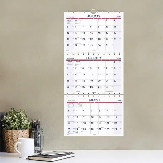 Alt view image 3 of 7 - AT-A-GLANCE® 2026 Move-A-Page Three Month Wall Calendar, Large, 12" x 27"