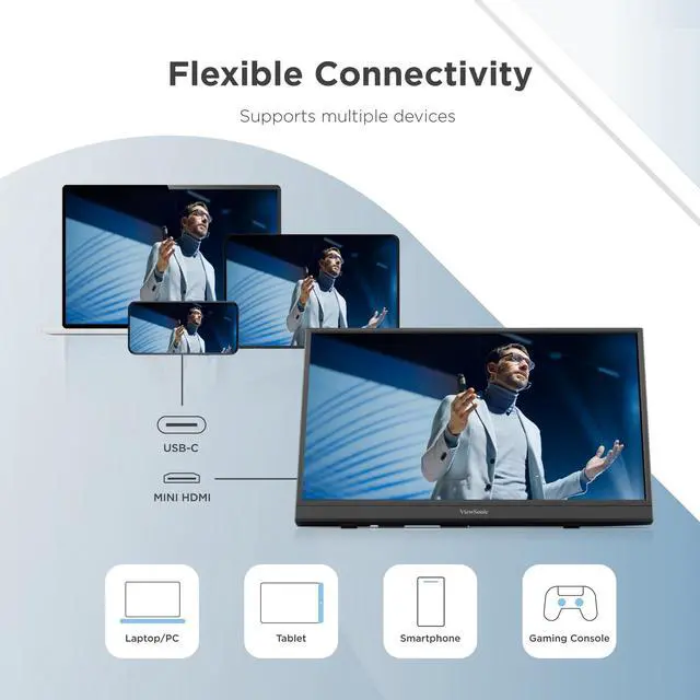 Alt view image 17 of 20 - ViewSonic VA1653 16 Inch 1080p FHD IPS Portable Monitor with Eye Care, Built-in Stand, USB C, Mini HDMI, and Protective Case External Second Screen For Laptops, PC, Mac, and Gaming Consoles