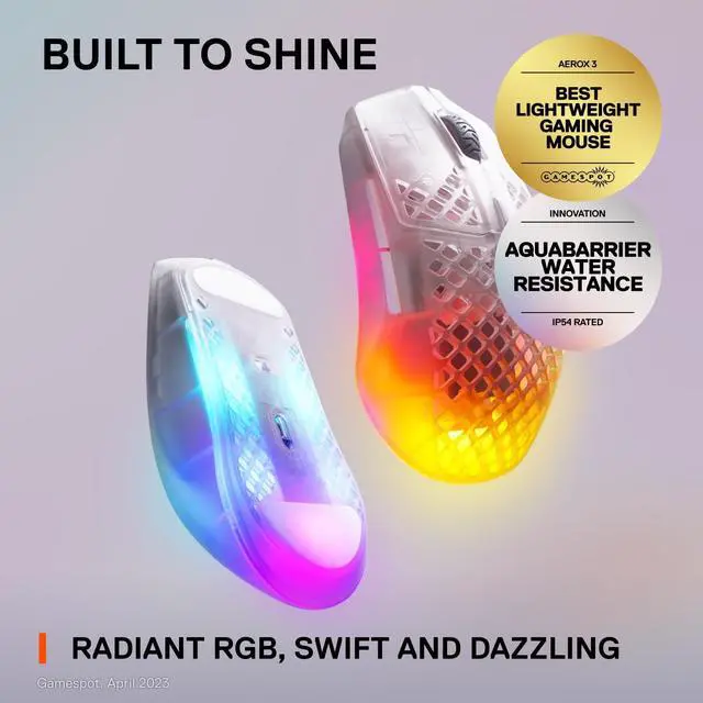 Alt view image 14 of 19 - SteelSeries - Aerox 3 Ghost Wireless Optical Gaming Mouse with Ultra-lightweight Translucent Design - White (62610)