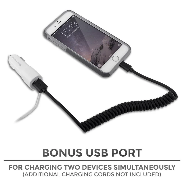 Alt view image 4 of 5 - SmartSeries 2.1A Car Charger with USB Port and 30-Pin Charging Cable
