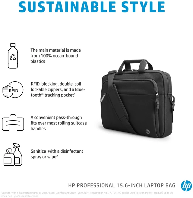 Alt view image 19 of 19 - HP Professional Laptop Case Black Polyester (500S7AA)