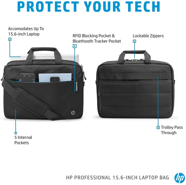 Alt view image 18 of 19 - HP Professional Laptop Case Black Polyester (500S7AA)