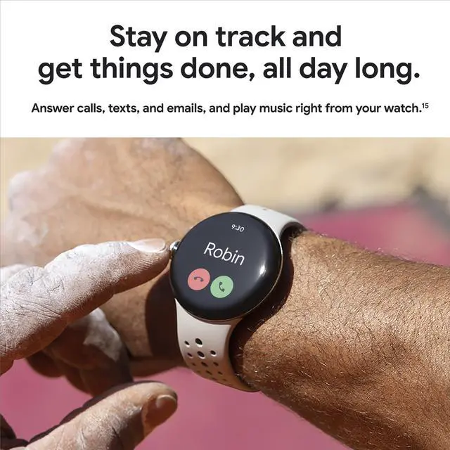 Alt view image 8 of 20 - Google Pixel Watch 2 - Android Smartwatch with Fitbit Activity Tracking - Heart Rate Tracking Watch - WiFi, Silver Case - Porcelain Band