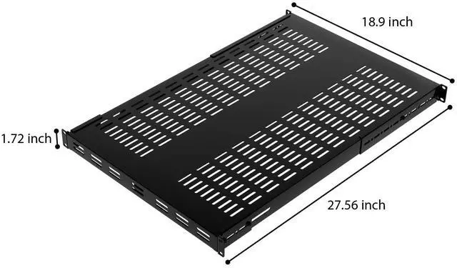 Alt view image 3 of 7 - IOGEAR Adjustable Depth Heavy Duty Fixed Rack Shelf Vented