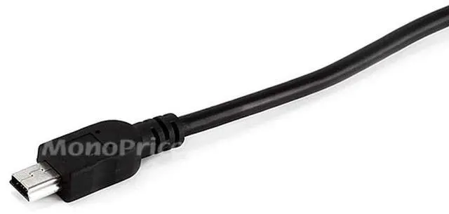 Alt view image 13 of 13 - Monoprice 10ft USB A to mini-B 5pin 28/28AWG Cable, Black