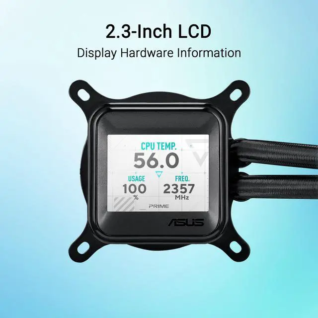 Alt view image 11 of 15 - Asus PRIME LC 360 ARGB LCD Cooling Fan/Radiator/Water Block/Pump - 3 x Fan(s) - 77.22 CFM Maximum Airflow - 2500 rpm - Compatible Intel Socket: Socket LGA-1851, LGA-1700, LGA-1200, LGA-115X - Compatib