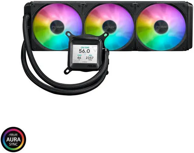 Alt view image 12 of 15 - Asus PRIME LC 360 ARGB LCD Cooling Fan/Radiator/Water Block/Pump - 3 x Fan(s) - 77.22 CFM Maximum Airflow - 2500 rpm - Compatible Intel Socket: Socket LGA-1851, LGA-1700, LGA-1200, LGA-115X - Compatib
