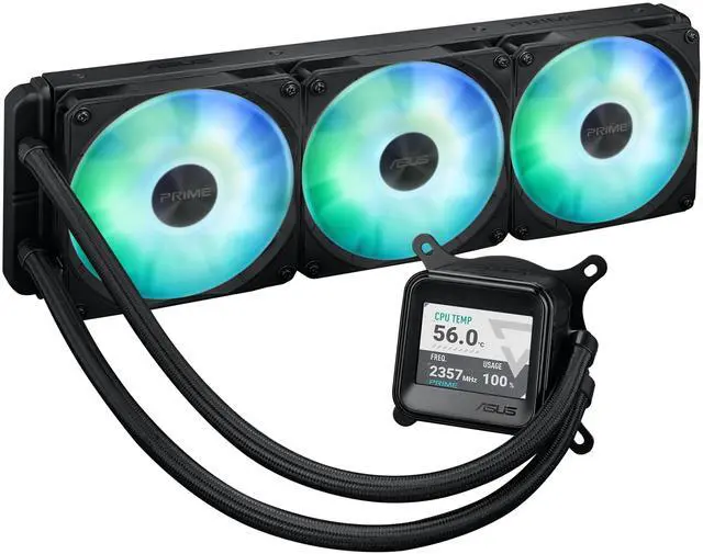 Alt view image 13 of 15 - Asus PRIME LC 360 ARGB LCD Cooling Fan/Radiator/Water Block/Pump - 3 x Fan(s) - 77.22 CFM Maximum Airflow - 2500 rpm - Compatible Intel Socket: Socket LGA-1851, LGA-1700, LGA-1200, LGA-115X - Compatib