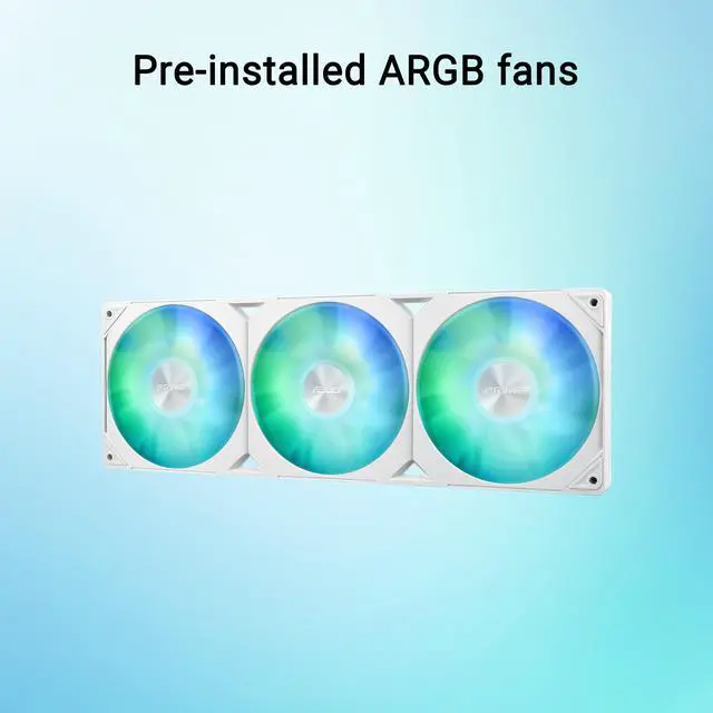 Alt view image 11 of 15 - Asus Prime LC 360 ARGB White Edition Cooling Fan/Radiator/Water Block/Pump - 3 x Fan(s) - 75.70 CFM Maximum Airflow - 2200 rpm - Liquid Cooler Cooler - Compatible Intel Socket: Socket LGA-1851, LGA-17