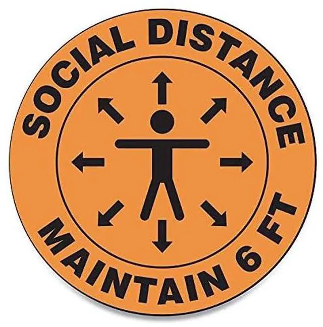 Alt view image 4 of 4 - Slip-Gard Floor Signs 12" Circle "Social Distance Maintain 6'" Orange 25pk