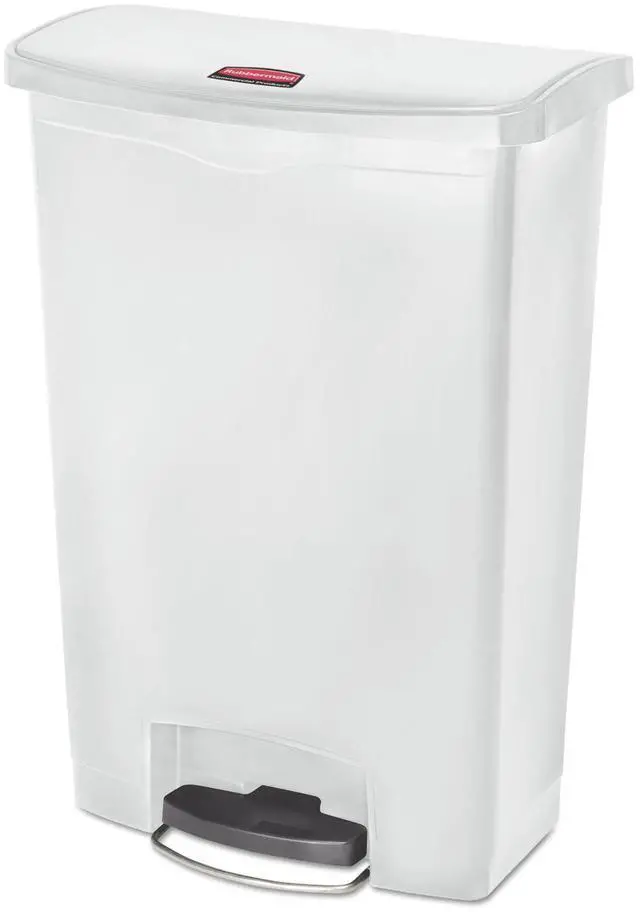 Alt view image 8 of 15 - Rubbermaid - FG1883561 - Slim Jim Resin Step-On Container, Front Step Style, 24 gal, White