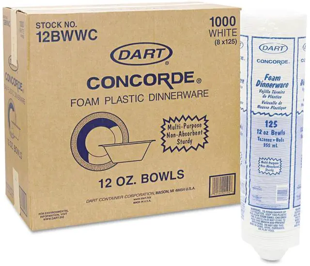 Alt view image 3 of 4 - Concorde Non-Laminated Foam Bowl 12 oz White 125/Pack 8 Packs/Carton 12BWWC