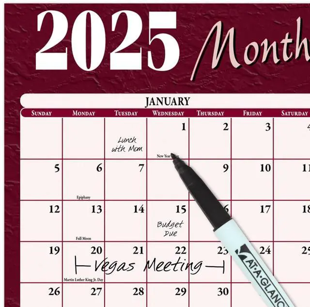 Alt view image 4 of 8 - 2025 AT-A-GLANCE® Horizontal Reversible Erasable Yearly Wall Calendar, 48" x 32", Red/Blue, January To December