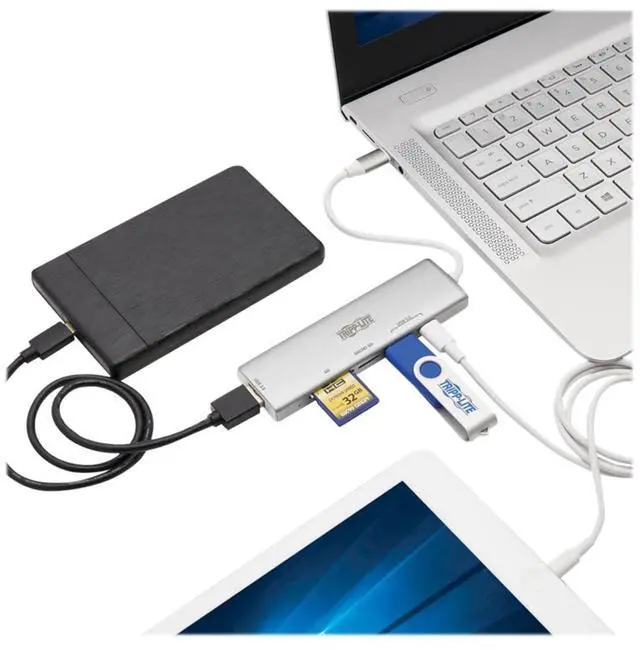 Alt view image 18 of 19 - Tripp Lite USB C Multiport Adapter 2x USB-A 1x USB-C Card Reader U4600022AMC1