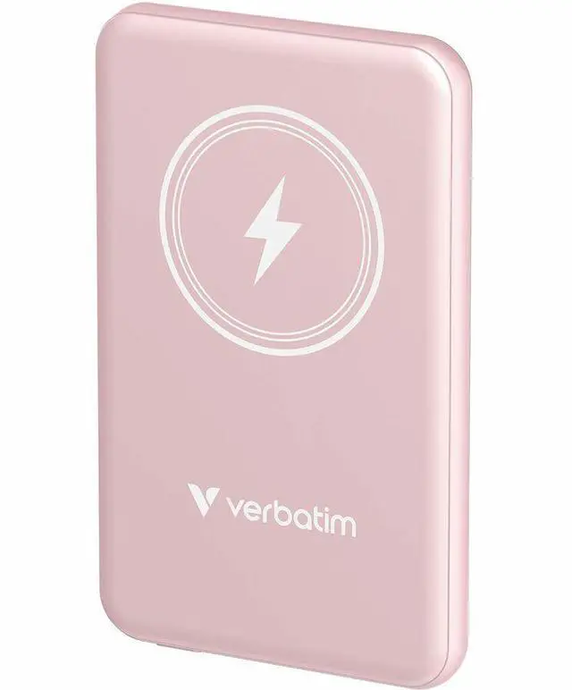 Alt view image 8 of 8 - Verbatim Charge 'n' Go Magnetic Wireless Power Bank 5000 mAh - Pink - For Smartphone, Qi-enabled Device - Lithium Polymer (Li-Polymer) - 5000 mAh - 15 W - 2.40 A, 2.22 A, 1.67 A - 5 V DC, 9