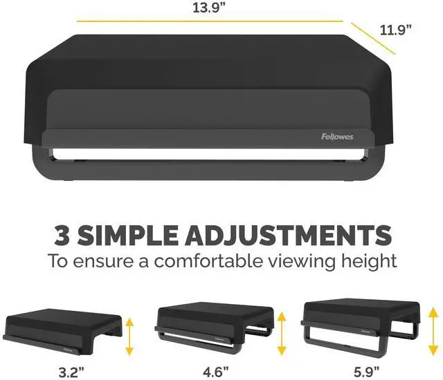 Alt view image 4 of 7 - Fellowes Breyta Ergonomic Height Adjustable Stand for Monitor/Laptop Black