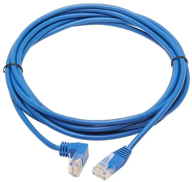 Alt view image 5 of 8 - TRIPP LITE N204-S10-BL-DN 10 ft. Cat 6 Blue Down-Angle Gigabit Molded Slim UTP Ethernet Cable (RJ45 Right-Angle Down M to RJ45 M)