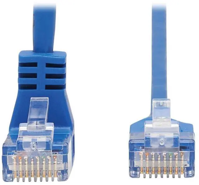 Alt view image 6 of 8 - TRIPP LITE N204-S10-BL-DN 10 ft. Cat 6 Blue Down-Angle Gigabit Molded Slim UTP Ethernet Cable (RJ45 Right-Angle Down M to RJ45 M)