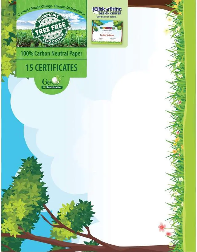 Alt view image 2 of 3 - Geographics Tree Free Certificates, 8-1/2" x 11", Outside Scene, Pack Of 15 Certificates