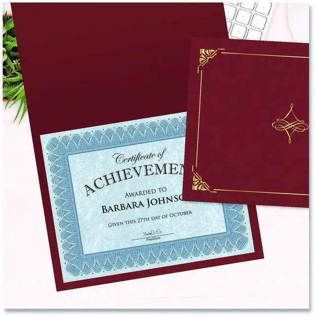 Alt view image 6 of 7 - Geographics Gold Foil Border Certificate Holder - Letter - 8 1/2" x 11" Sheet Size - Cordova, Gold - Recycled - 5 / Pack